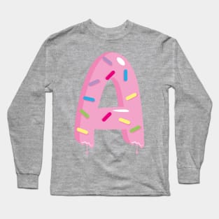 Sprinkles and pink icing decorative letter A Long Sleeve T-Shirt